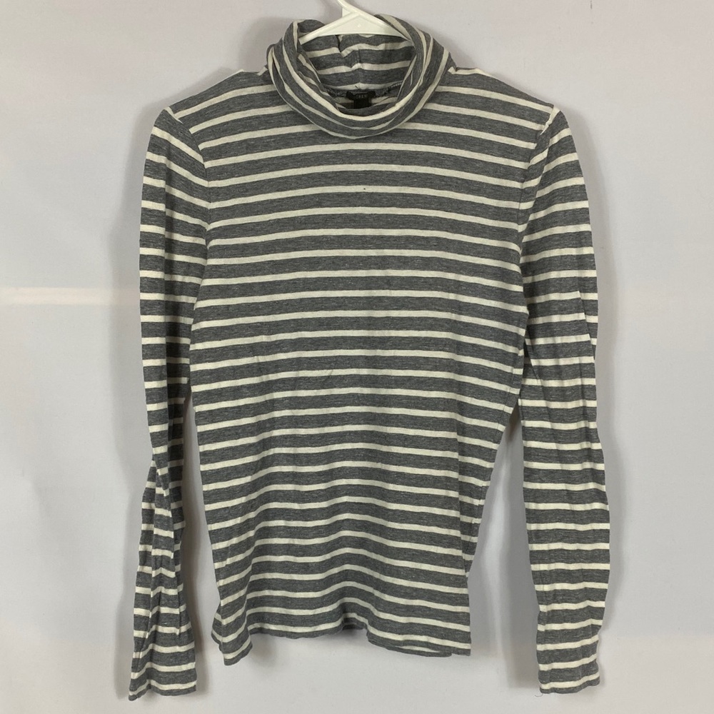 J. Crew Gray and White Long Sleeve Turtleneck